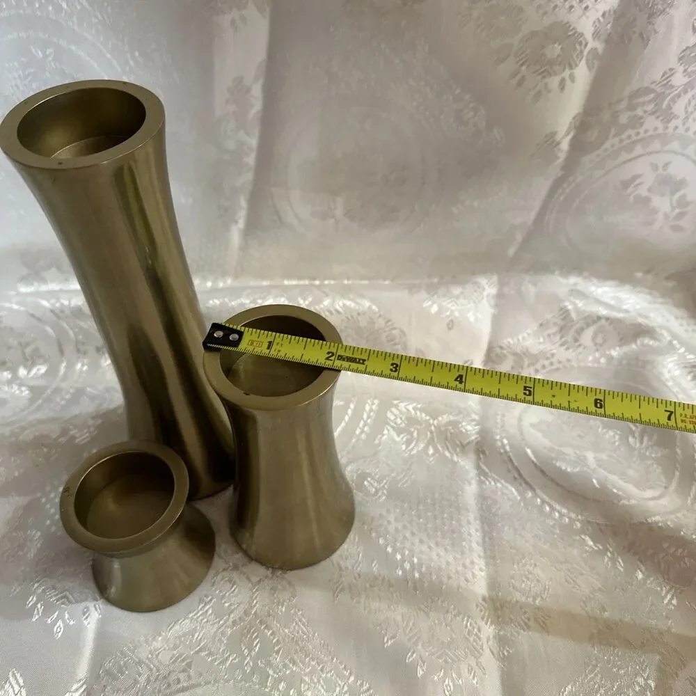 Gold Tone Candle Holder 3 Piece Set